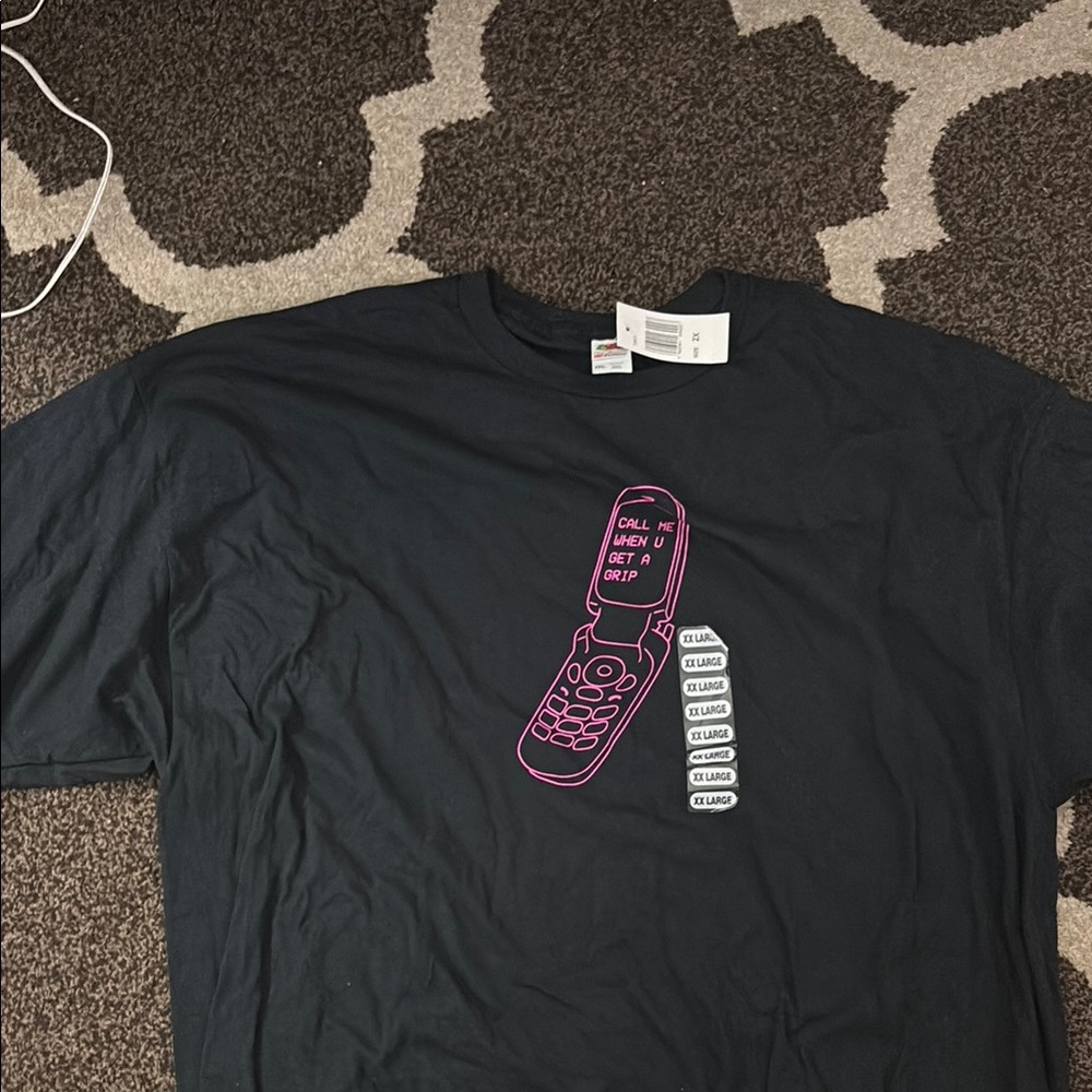 Fruit of the Loom Black and Pink Oversized Short Sleeve T-Shirt Get a grip